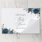 ネイビーブルーの花，緑， Boho，赤ちゃんシャワー ペーパーパッド (折り畳み)