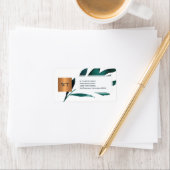 ネイビーブルーの葉メタリック銅角モノグラム ラベル (インサイチュ)