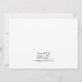 ネイビーブルーの蝶と華麗な花の渦巻き　結婚式後 招待状 (裏面)