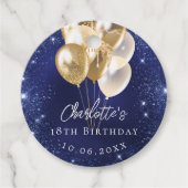 ネイビーブルーの誕生日ゴールドバルーン フェイバータグ (正面)