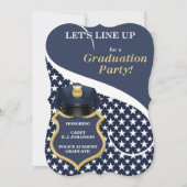 ネイビーブルーの警察学院卒業 招待状 (正面)