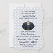 ネイビーブルーの警察学院卒業 招待状 (裏面)