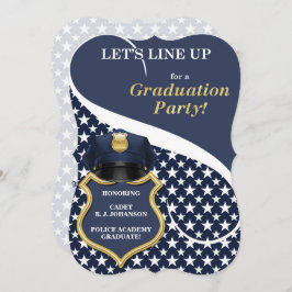 ネイビーブルーの警察学院卒業 招待状