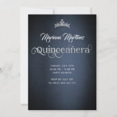 ネイビーブルーの豪華でかわいいスパークルドレス  キンチェア  イン 招待状 (裏面)