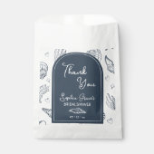 ネイビーブルーの貝殻の落書きにお礼を添えて フェイバーバッグ (正面)