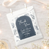 ネイビーブルーの貝殻の落書きにお礼を  フェイバーバッグ (クリップ留めされた状態)