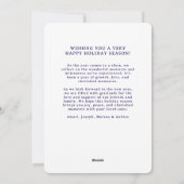 ネイビーブルーの赤いシンプルホタテの写真フレーム シーズンカード (裏面)