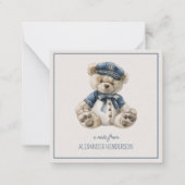 ネイビーブルーの赤ちゃんクマのオリジナルカード ノートカード (正面)