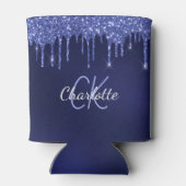 ネイビーブルーの輝きが白い名前を滴らせる 缶クーラー (裏面)