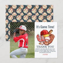 ネイビーブルーの野球の子供の誕生日パーティーの水彩画