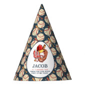ネイビーブルーの野球の子供の誕生日パーティー水彩 パーティーハット (正面)