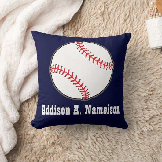 ネイビーブルーの野球 名前 スポーツ 部屋 男の子 投げる クッション (ブランケット)
