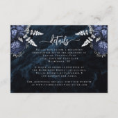 ネイビーブルーの銀の花の文字の結婚式の詳細 エンクロージャーカード (正面)