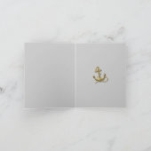 ネイビーブルーの錨を使った海事をテーマにした結婚式の感謝メッセージ サンキューカード (内部)