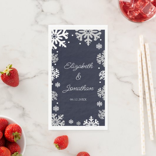 ネイビーブルーの雪の結晶の冬の結婚式 (インサイチュ)