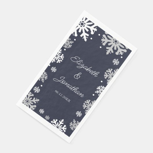 ネイビーブルーの雪の結晶の冬の結婚式 (コーナー)