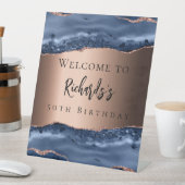 ネイビーブルーの青銅色のアゲート誕生日ウェルカム 台座サイン (インサイチュ)