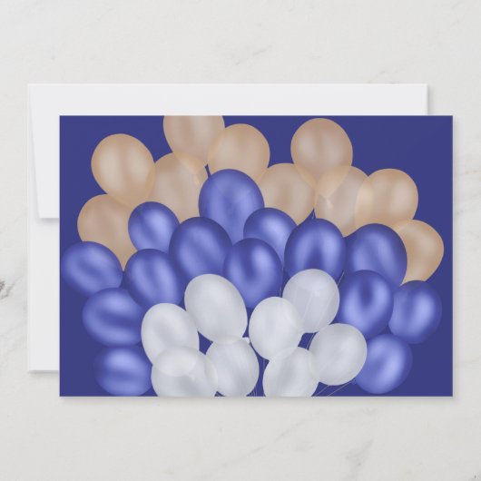 ネイビーブルーの風船 クマの男の子 ベビーシャワーありがとう サンキューカード (裏面)