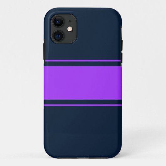 ネイビーブルーの鮮やかな紫ストライプ色のレースはっきりしたレース Case-Mate iPhoneケース (裏面)