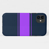 ネイビーブルーの鮮やかな紫ストライプ色のレースはっきりしたレース Case-Mate iPhoneケース (裏面(横))
