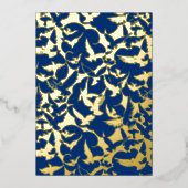 ネイビーブルーの鳥の群れ 箔シーズンカード (正面)