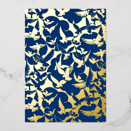ネイビーブルーの鳥の群れ 箔シーズンカード (正面)