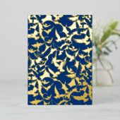 ネイビーブルーの鳥の群れ 箔シーズンカード (立ち正面)