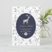 ネイビーブルーの鹿の民俗芸術クリスマス どんなイベントでもパーティー 招待状 (スタンド正面)