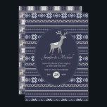 ネイビーブルーの鹿 フォークアート クリスマス どんなイベントでも 招待状<br><div class="desc">冬の季節にぴったりなネイビーブルーとブラック、グレーを基調としたお祭り気分の鹿のイラスト。どんな冬のホリデーイベントにもぴったりの招待状です。</div>
