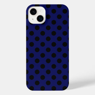 ネイビーブルーの黒い水玉模様 iPhone 14 PLUSケース
