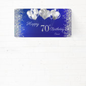 ネイビーブルーの70歳の誕生日 グリッター コンフェティ バルーン 横断幕 (インサイチュ)