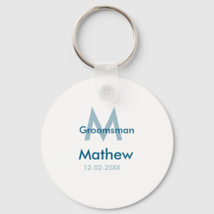ネイビーブルーの groom 名前 日付 男らしいパー キーホルダー