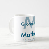 ネイビーブルーの groom 名前 日付 男らしいパー コーヒーマグカップ (正面左)