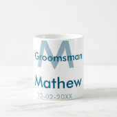 ネイビーブルーの groom 名前 日付 男らしいパー コーヒーマグカップ (中央)