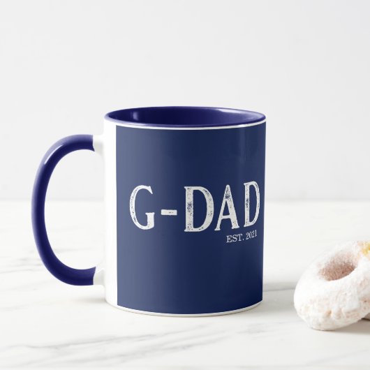 ネイビーブルーのG-Dad設立年 マグカップ (ドーナツ)