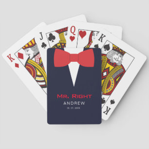 ネイビーブルーのMr.ライトおもしろい新郎 トランプ