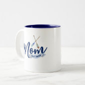 ネイビーブルーのNautical Mom Established ツートーンマグカップ (正面左)
