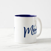 ネイビーブルーのNautical Mom Established ツートーンマグカップ (正面右)