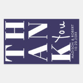 ネイビーブルーはっきりしたシンプル結婚式の引き出物 長方形シール (正面)