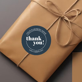 ネイビーブルーはっきりしたビジネスサンキュー ラウンドシール