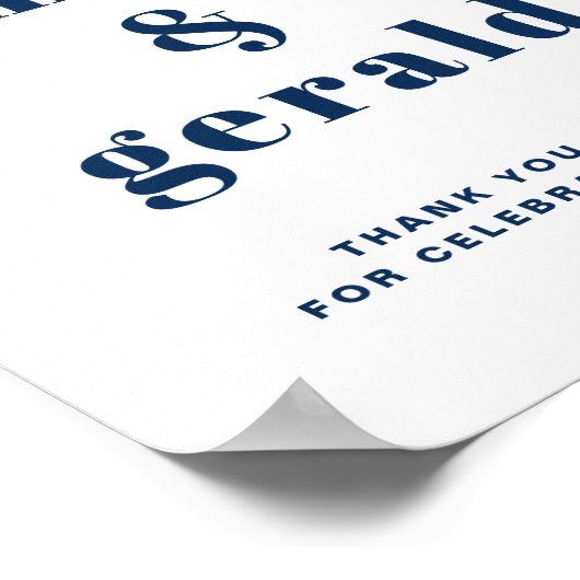 ネイビーブルーはっきりしたレトロタイポグラフィ結婚ズ・ウェルカム ポスター (角)