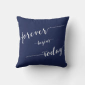ネイビーブルーは今日の枕結婚を永遠に始める クッション (裏面)