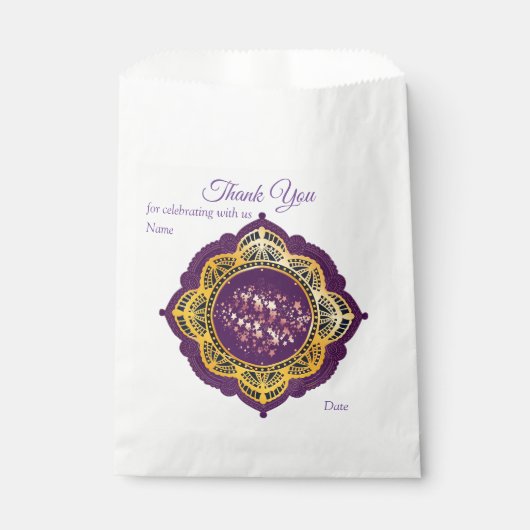 ネイビーブルーまたはバイオレットとマンダラ金ゴールド フェイバーバッグ (正面)