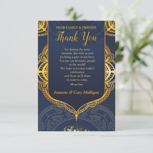 ネイビーブルーまたはバイオレットとマンダラ金ゴールド 出欠カード (スタンド正面)