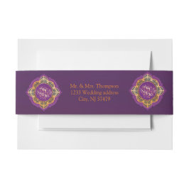 ネイビーブルーまたはバイオレットとマンダラ金ゴールド 招待状ベリーバンド