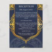 ネイビーブルーまたはバイオレットとマンダラ金ゴールド 案内ポストカード (正面)