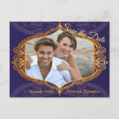 ネイビーブルーまたはバイオレットとマンダラ金ゴールド 案内ポストカード (正面)