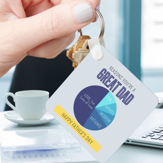 ネイビーブルーよくはしゃぐイエローパイチャート父の日 キーホルダー