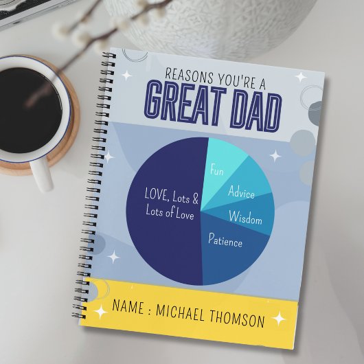 ネイビーブルーよくはしゃぐイエローパイチャート父の日 ノートブック