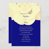 ネイビーブルーアイボリーバラフローラ春サマー結婚ズ 招待状 (正面/裏面)